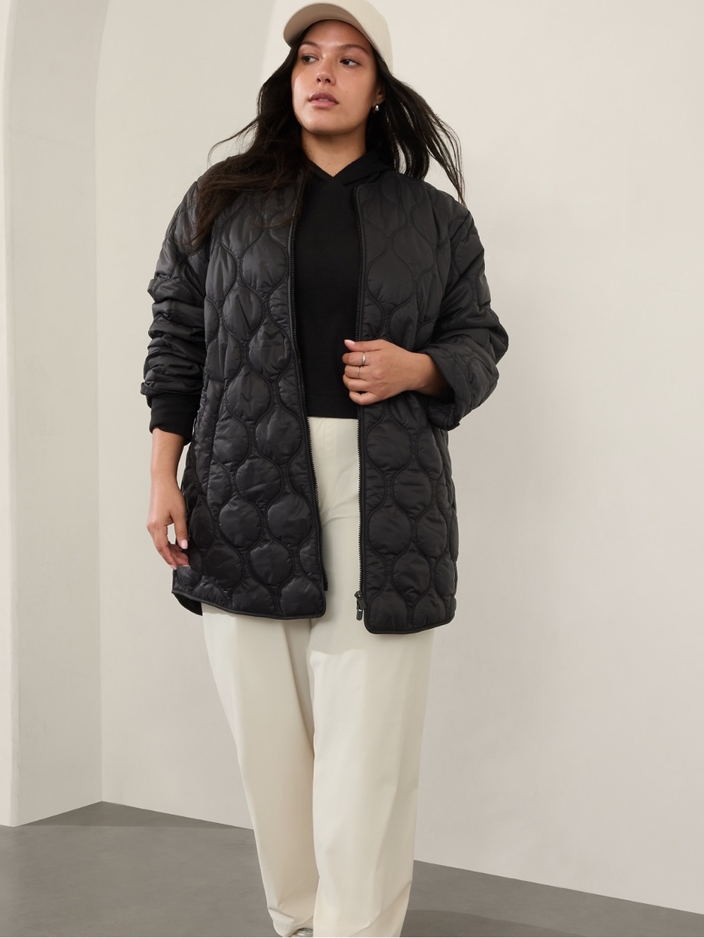 Athleta Alight Quilted Longline Puffer Jacket size M NWT